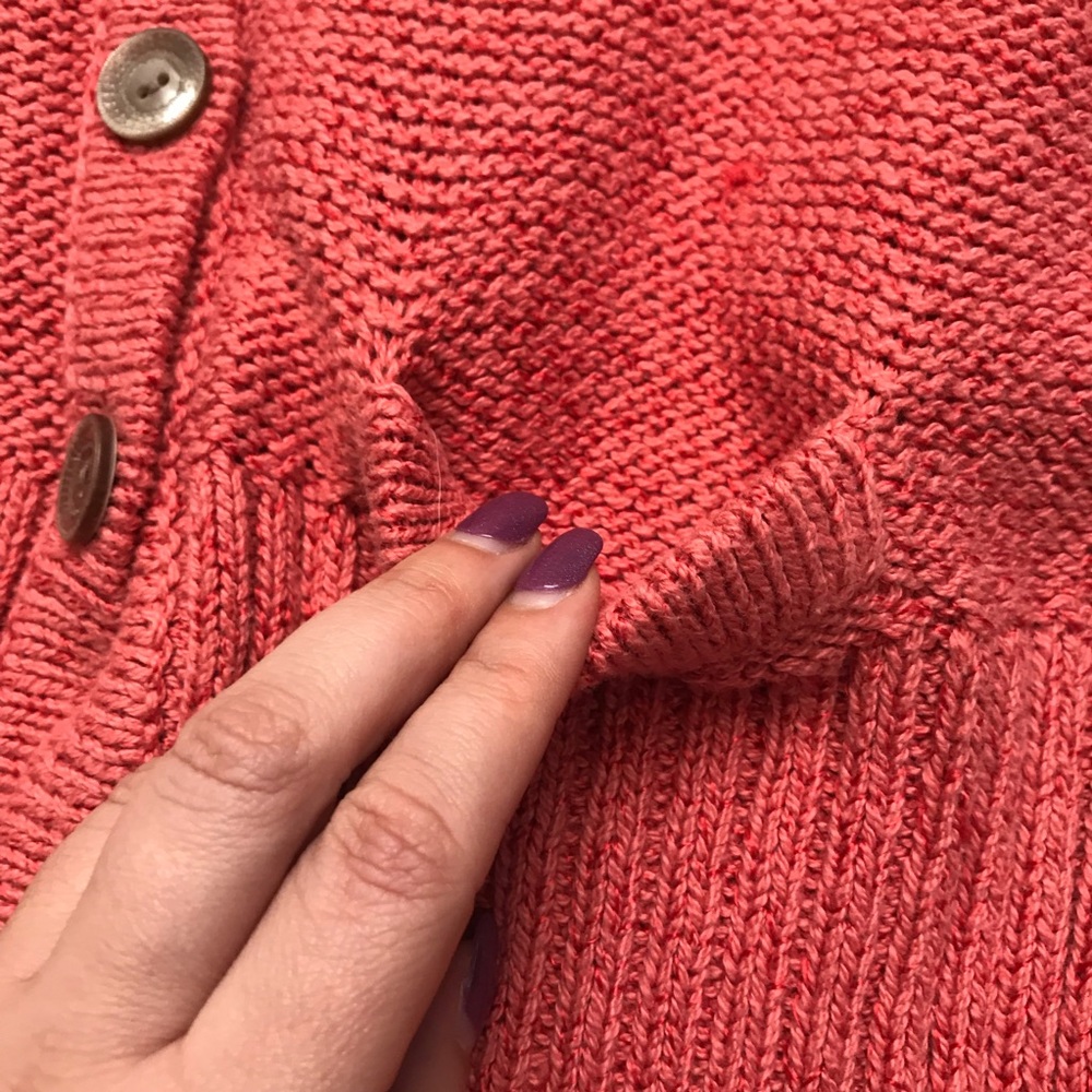 J.Jill Coral Orange Knit Sweater Cardigan Petites Medium - Picture 7 of 8